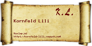 Kornfeld Lili névjegykártya